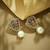 gold plated elegant zircon stone studded & pearls drop stud earrings