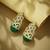 gold plated green gemstone & zircon studded contemporary filigree motif studs