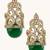 gold plated green gemstone & zircon studded contemporary filigree motif studs