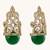 gold plated green gemstone & zircon studded contemporary filigree motif studs