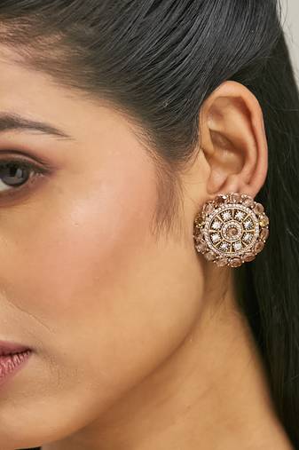 gold plated round stud earrings