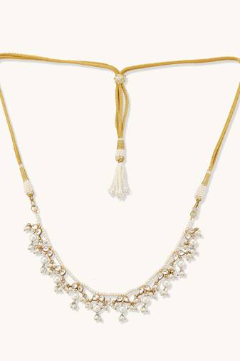 gold plated regal kudnan motifs matha patti cum necklace