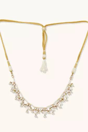 gold plated regal kudnan motifs matha patti cum necklace