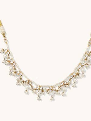 gold plated regal kudnan motifs matha patti cum necklace 2