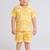 Yellow abstract printed cotton blend co-ord set