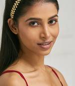 gold plated kundan & pearl studded matha patti cum necklace