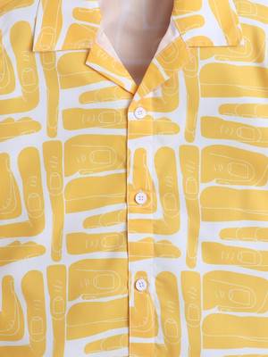 Yellow abstract printed cotton blend co-ord set 5