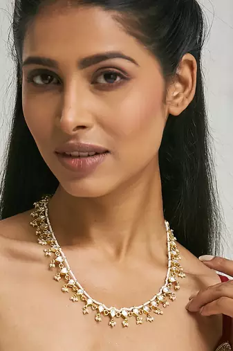 gold plated kundan studded matha patti cum necklace