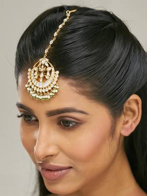gold plated pearl drops matha patti cum necklace 1