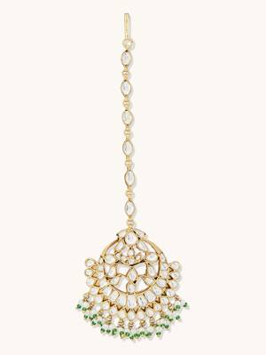 gold plated pearl drops matha patti cum necklace 4