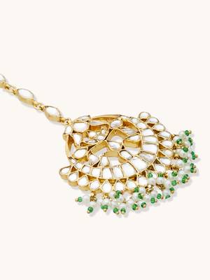 gold plated pearl drops matha patti cum necklace 5