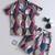 Maroon abstract printed cotton blend co-ord set