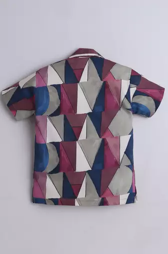 Maroon abstract printed cotton blend co-ord set