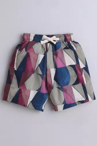 Maroon abstract printed cotton blend co-ord set