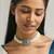 Pearl beaded semi precious labradorite stone & enamelled choker necklace