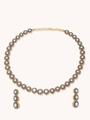 gold plated crystal stone studded necklace set 3