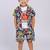 Multi abstract printed cotton blend co-ord set