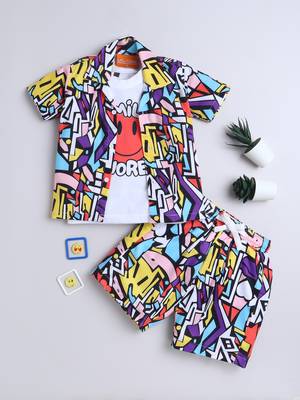 Multi abstract printed cotton blend co-ord set 2