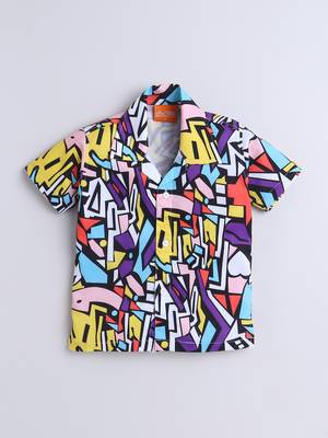 Multi abstract printed cotton blend co-ord set 3