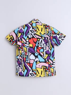 Multi abstract printed cotton blend co-ord set 4