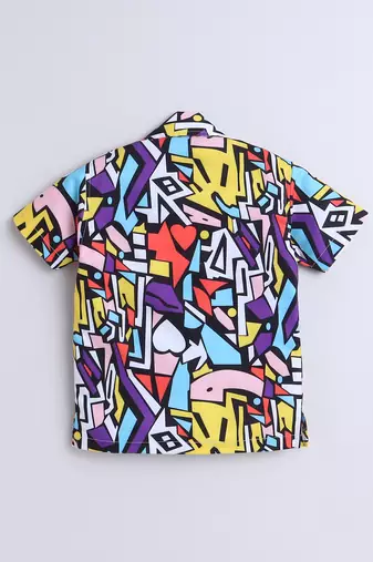 Multi abstract printed cotton blend co-ord set