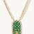 gold plated pearl beaded strings green enamel pendant with floral motifs necklace set