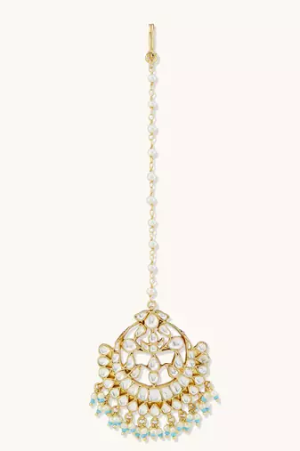 gold plated crescent maang tikka