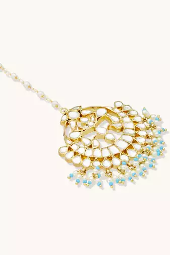 gold plated crescent maang tikka