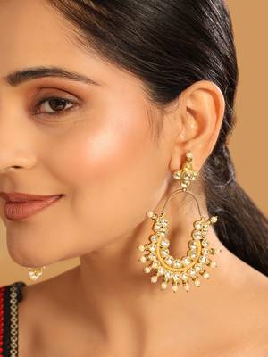 gold plated royal pearl accent kundan earrings 1