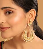 gold plated royal pearl accent kundan earrings