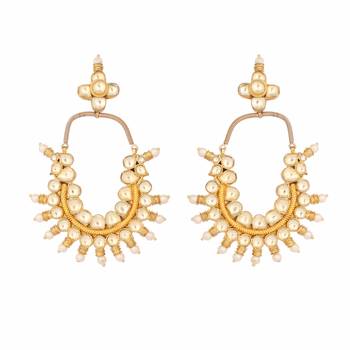 gold plated royal pearl accent kundan earrings 3