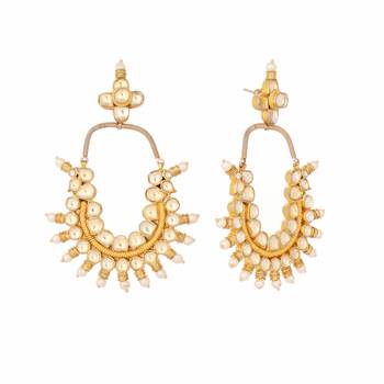 gold plated royal pearl accent kundan earrings 4