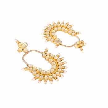 gold plated royal pearl accent kundan earrings 5