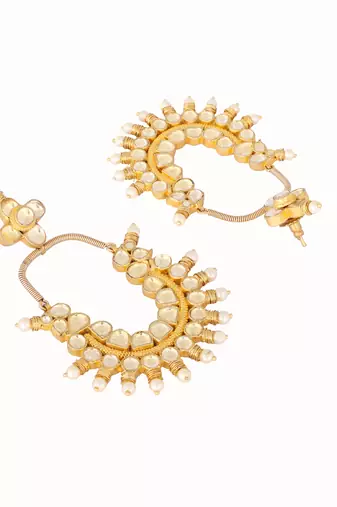 gold plated royal pearl accent kundan earrings