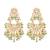 gold plated kundan & pearl studded crescent shaped green beads chandbalis