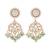 gold plated traditional kundan studded contemporary dangler earrings with pearl and green bead accents