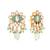 gold plated semi precious green stone studded pearl drop stud earrings