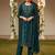 Women teal silk blend ethnic motifs woven design straight kurta trouser with dupatta
