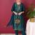 Women teal silk blend ethnic motifs woven design straight kurta trouser with dupatta