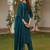 Women teal silk blend ethnic motifs woven design straight kurta trouser with dupatta