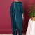 Women teal silk blend ethnic motifs woven design straight kurta trouser with dupatta
