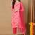 Women pink viscose rayon geometric printed straight kurta trouser with dupatta
