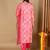 Women pink viscose rayon geometric printed straight kurta trouser with dupatta