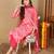 Women pink viscose rayon geometric printed straight kurta trouser with dupatta