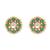 gold plated green kundan studded & pearls beaded floral shaped studs
