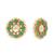 gold plated green kundan studded & pearls beaded floral shaped studs