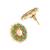 gold plated green kundan studded & pearls beaded floral shaped studs