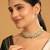 gold plated royal kundan necklace with green stones