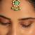 gold plated kundan & green stone embellished maang tikka head jewellery