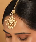 gold plated kundan studded maang tikka head jewellery